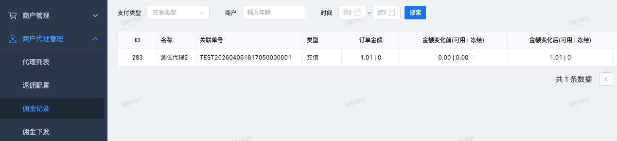 佣金记录列表
