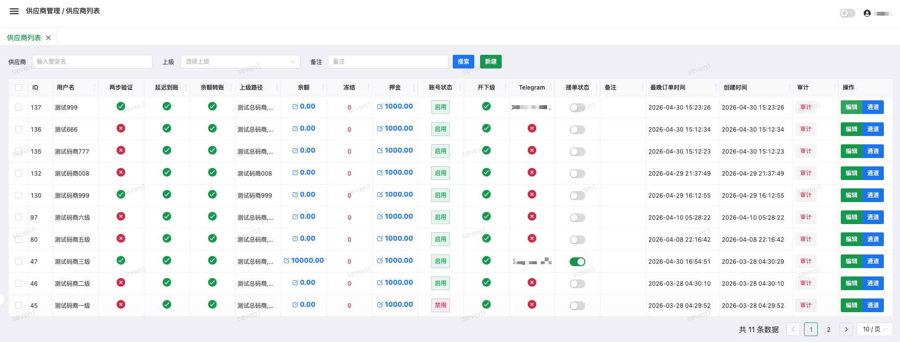 供应商列表截图